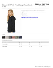 Load image into Gallery viewer, Youth Bella+Canvas Sponge Fleece Hoodie Script