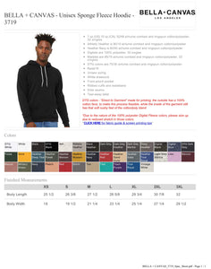 Adult Bella+Canvas Unisex Sponge Fleece Hoodie Script